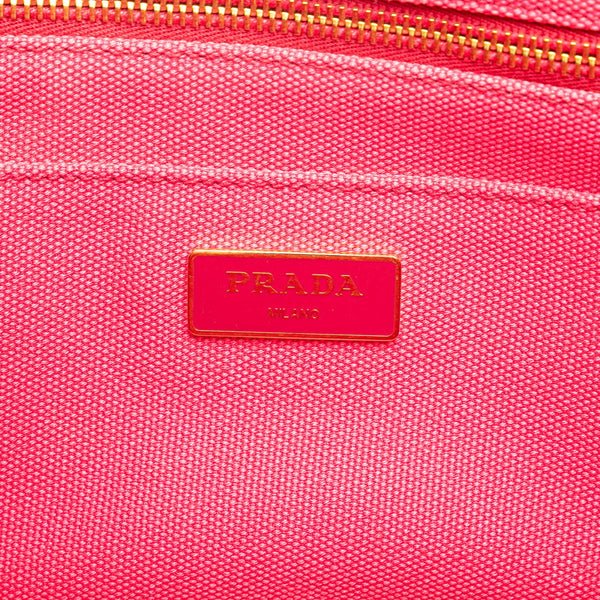 プラダ 三角ロゴプレート ミニカナパ ハンドバッグ ショルダーバッグ 2WAY BN2439 ピンク キャンバス レディース PRADA 【中古】