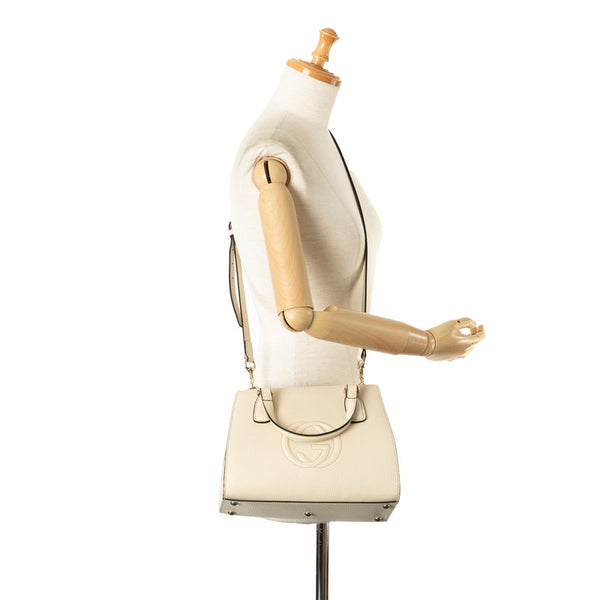 グッチ インターロッキングG ソーホー ハンドバッグ ショルダーバッグ 2WAY 607722 ベージュ レザー レディース GUCCI 【中古】