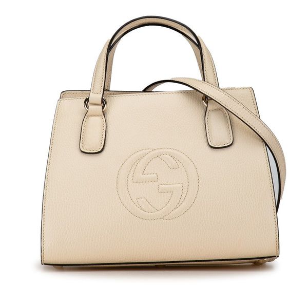 グッチ インターロッキングG ソーホー ハンドバッグ ショルダーバッグ 2WAY 607722 ベージュ レザー レディース GUCCI 【中古】