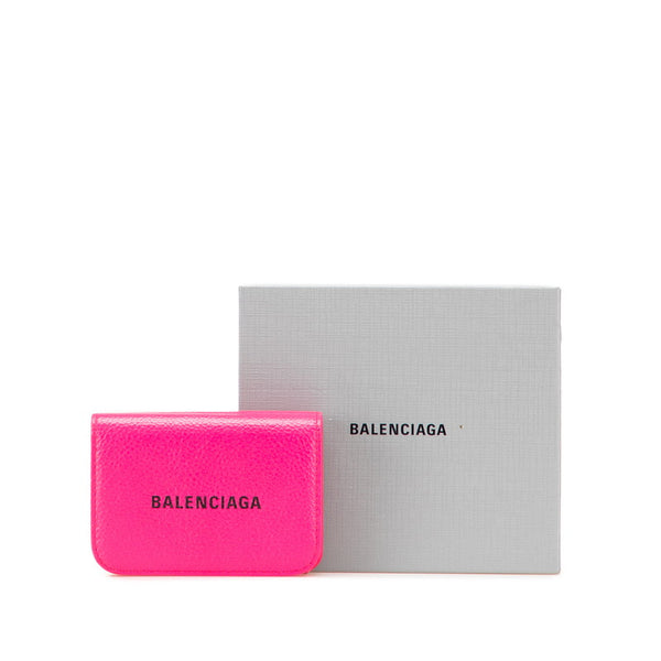 バレンシアガ ロゴ 三つ折り財布 コンパクトウォレット 593813 ピンク レザー レディース BALENCIAGA 【中古】
