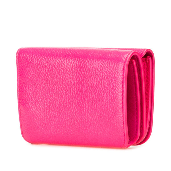 バレンシアガ ロゴ 三つ折り財布 コンパクトウォレット 593813 ピンク レザー レディース BALENCIAGA 【中古】