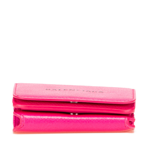 バレンシアガ ロゴ 三つ折り財布 コンパクトウォレット 593813 ピンク レザー レディース BALENCIAGA 【中古】