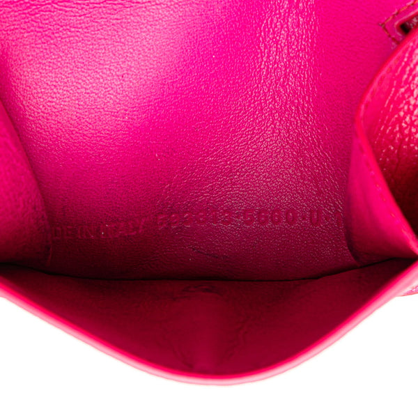 バレンシアガ ロゴ 三つ折り財布 コンパクトウォレット 593813 ピンク レザー レディース BALENCIAGA 【中古】