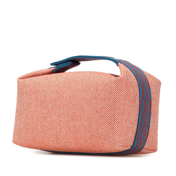 エルメス ブリッドアブラックGM ハンドバッグ オレンジ ブルー キャンバス レディース HERMES 【中古】