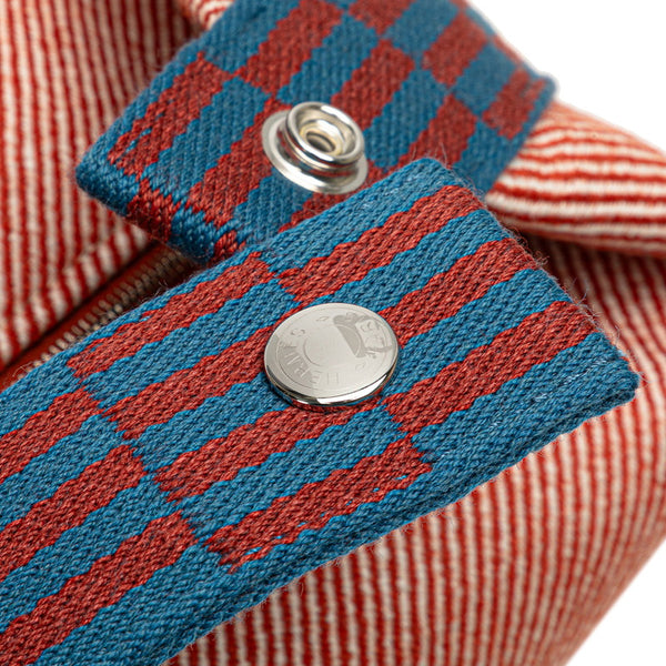 エルメス ブリッドアブラックGM ハンドバッグ オレンジ ブルー キャンバス レディース HERMES 【中古】