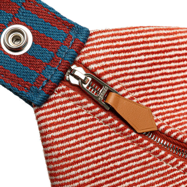 エルメス ブリッドアブラックGM ハンドバッグ オレンジ ブルー キャンバス レディース HERMES 【中古】