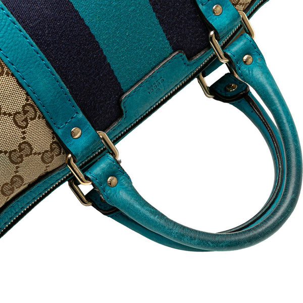 グッチ GGキャンバス ハンドバッグ ショルダーバッグ 2WAY 247205 ベージュ ブルー キャンバス レザー レディース GUCCI 【中古】