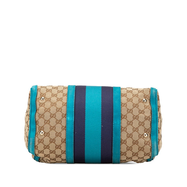 グッチ GGキャンバス ハンドバッグ ショルダーバッグ 2WAY 247205 ベージュ ブルー キャンバス レザー レディース GUCCI 【中古】
