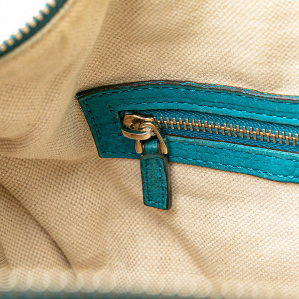 グッチ GGキャンバス ハンドバッグ ショルダーバッグ 2WAY 247205 ベージュ ブルー キャンバス レザー レディース GUCCI 【中古】