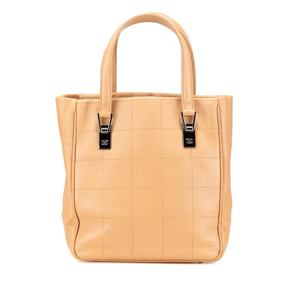 シャネル チョコバー ハンドバッグ トートバッグ ベージュ レザー レディース CHANEL 【中古】