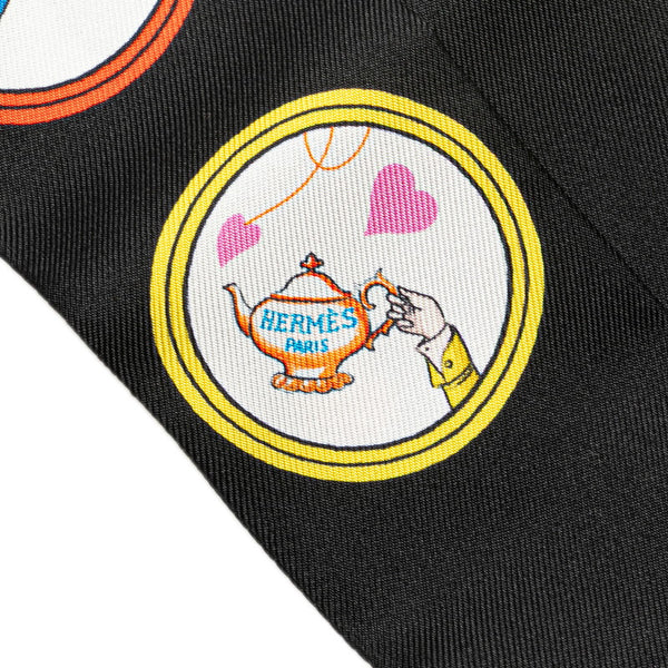 エルメス ツイリー Tea Time ティータイム スカーフ ブラック ホワイト マルチカラー シルク レディース HERMES 【中古】