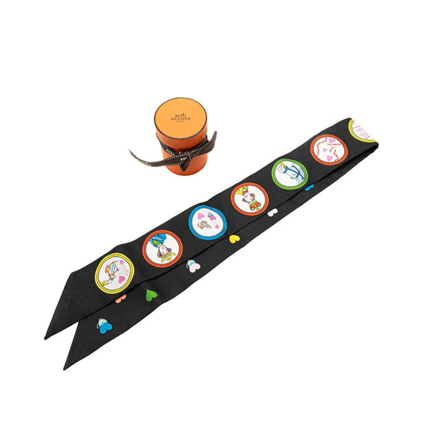 エルメス ツイリー Tea Time ティータイム スカーフ ブラック ホワイト マルチカラー シルク レディース HERMES 【中古】