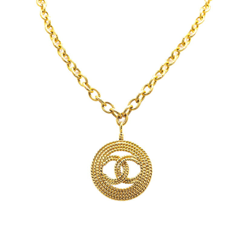 シャネル ココマーク ラウンド サークル ネックレス ゴールド メッキ レディース CHANEL 【中古】