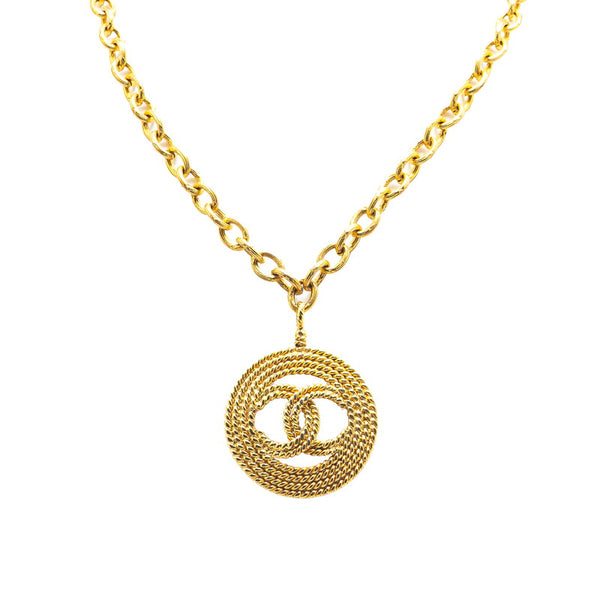 シャネル ココマーク ラウンド サークル ネックレス ゴールド メッキ レディース CHANEL 【中古】