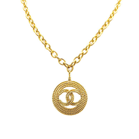 シャネル ココマーク ラウンド サークル ネックレス ゴールド メッキ レディース CHANEL 【中古】
