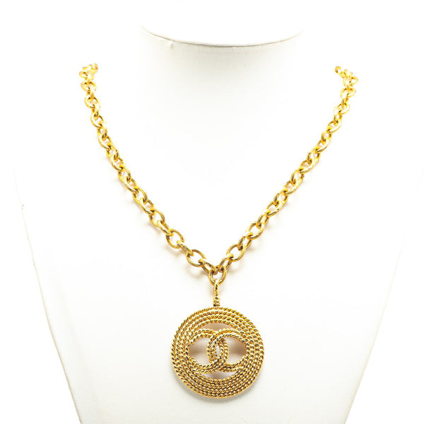 シャネル ココマーク ラウンド サークル ネックレス ゴールド メッキ レディース CHANEL 【中古】