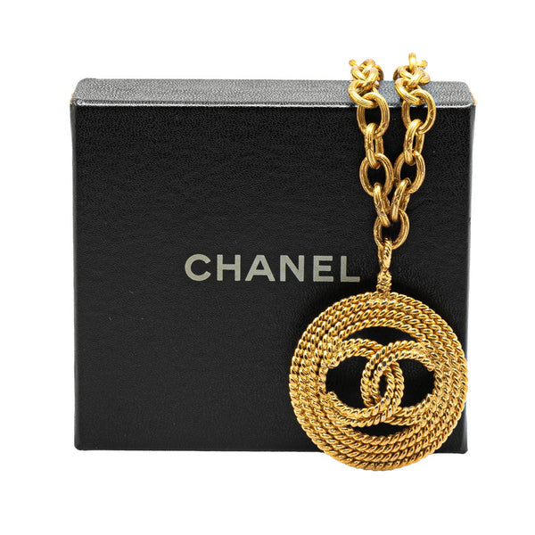 シャネル ココマーク ラウンド サークル ネックレス ゴールド メッキ レディース CHANEL 【中古】