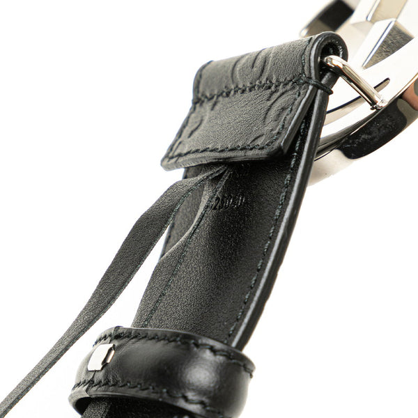 グッチ グッチシマ インターロッキングG ベルト 95/38 525040 ブラック シルバー レザー メンズ GUCCI 【中古】