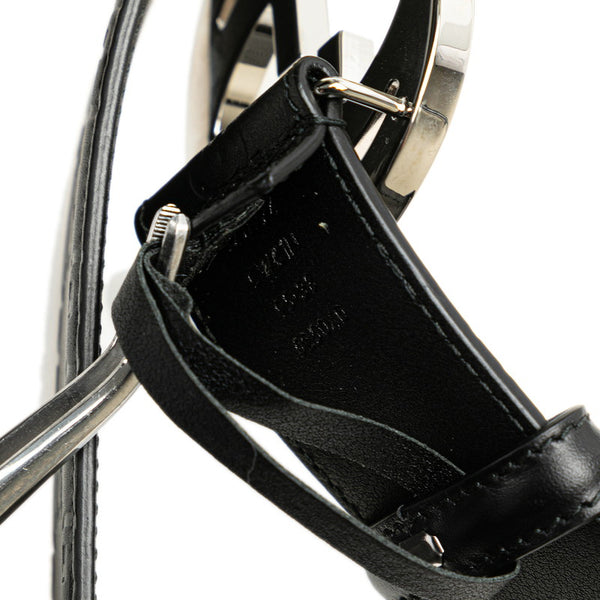 グッチ グッチシマ インターロッキングG ベルト 95/38 525040 ブラック シルバー レザー メンズ GUCCI 【中古】