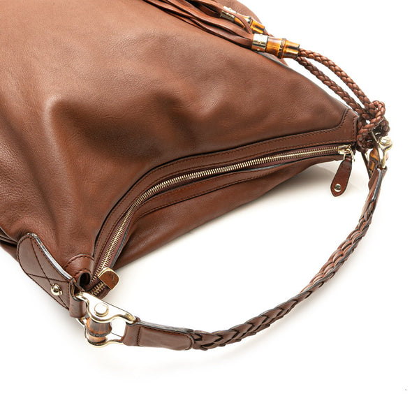 グッチ バンブー ワンショルダーバッグ ハンドバッグ 282338 ブラウン レザー レディース GUCCI 【中古】