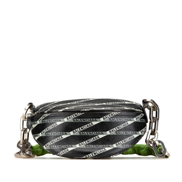 バレンシアガ スーベニア ウエストバッグ ボディバッグ 518163 ブラック グリーン レザー レディース BALENCIAGA 【中古】