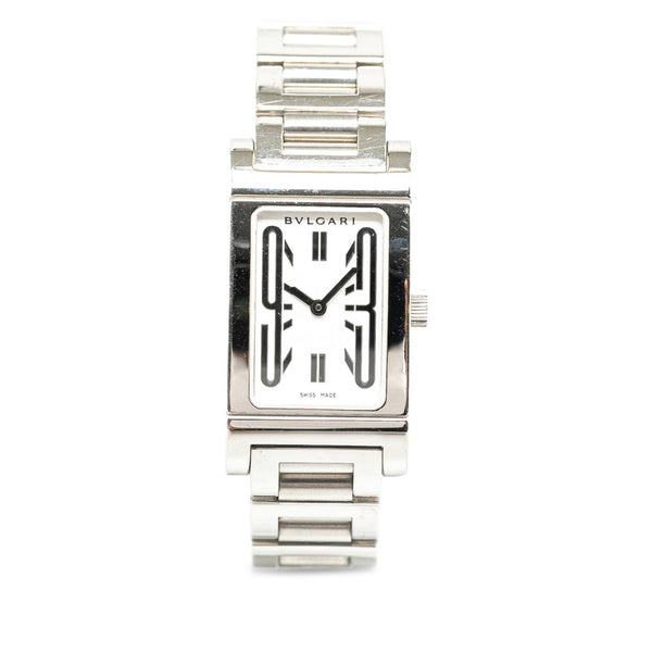 ブルガリ レッタンゴロ 腕時計 RT39S クオーツ ホワイト文字盤 ステンレススチール レディース BVLGARI 【中古】