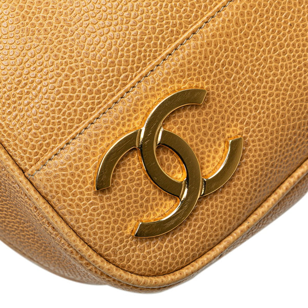 シャネル トリプルココマーク チェーン トートバッグ ショルダーバッグ ベージュ キャビアスキン レディース CHANEL 【中古】