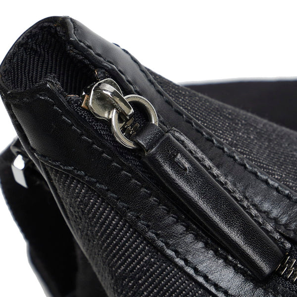 グッチ GGキャンバス 斜め掛け ショルダーバッグ 101682 ブラック キャンバス レザー レディース GUCCI 【中古】