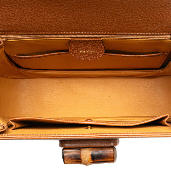 グッチ バンブー トップハンドル ハンドバッグ ショルダーバッグ 2WAY 000 1951 0633 ブラウン レザー レディース GUCCI 【中古】