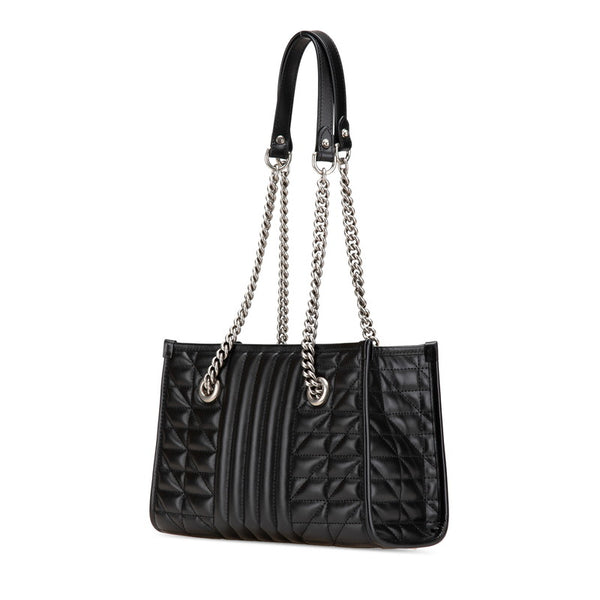 グッチ GGマーモント スモール チェーン トートバッグ ショルダーバッグ 681483 ブラック レザー レディース GUCCI 【中古】