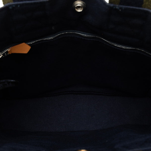 エルメス フールトゥ PM ハンドバッグ トートバッグ ネイビー グリーン キャンバス レディース HERMES 【中古】