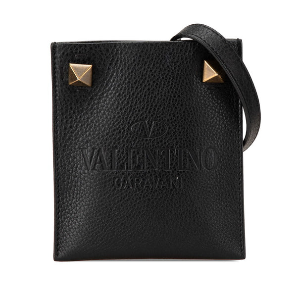スタッズ ショルダーバッグ ブラック レザー レディース 【中古】