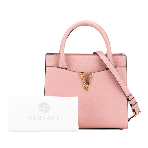 ヴェルサーチェ ヴィルトゥス ハンドバッグ ショルダーバッグ 2WAY ピンク レザー レディース VERSACE 【中古】