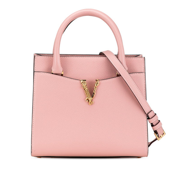 ヴェルサーチェ ヴィルトゥス ハンドバッグ ショルダーバッグ 2WAY ピンク レザー レディース VERSACE 【中古】