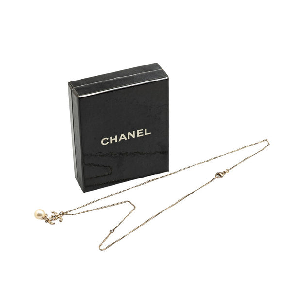 シャネル ヴィンテージ ココマーク パール ラインストーン ネックレス ゴールド メッキ レディース CHANEL 【中古】