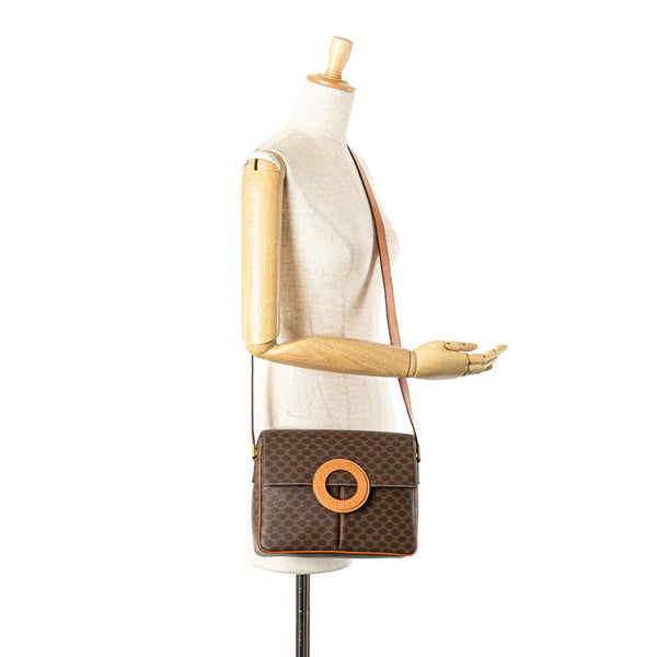 セリーヌ マカダム ショルダーバッグ ブラウン PVC レザー レディース CELINE 【中古】