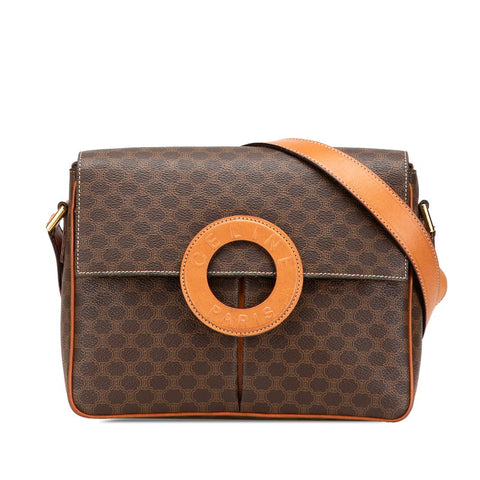 セリーヌ マカダム ショルダーバッグ ブラウン PVC レザー レディース CELINE 【中古】