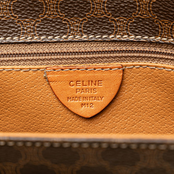 セリーヌ マカダム ショルダーバッグ ブラウン PVC レザー レディース CELINE 【中古】