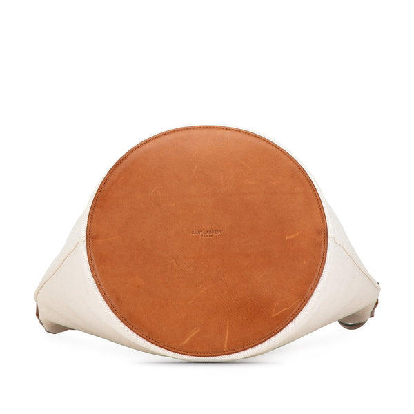 サンローラン リヴ ゴーシュ 斜め掛け ショルダーバッグ 669299 ベージュ ブラウン キャンバス レザー レディース SAINT LAURENT 【中古】