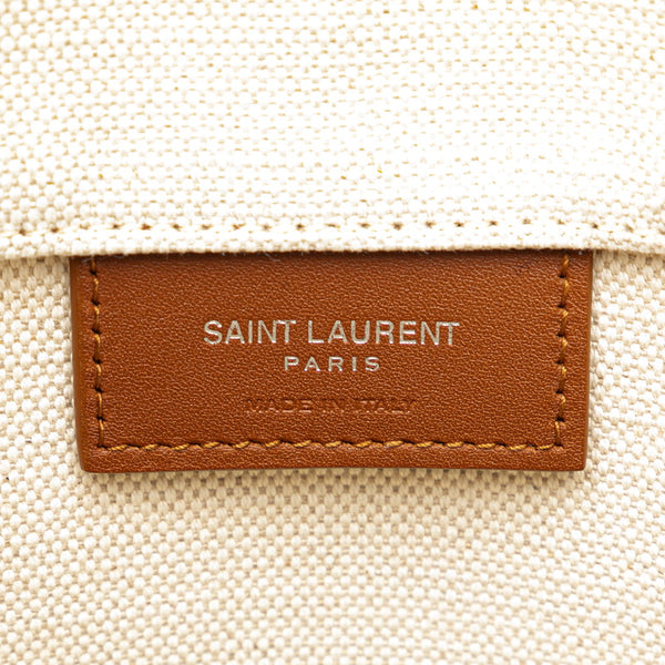 サンローラン リヴ ゴーシュ 斜め掛け ショルダーバッグ 669299 ベージュ ブラウン キャンバス レザー レディース SAINT LAURENT 【中古】