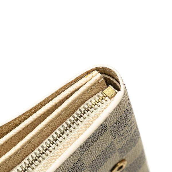 ルイ ヴィトン ダミエ アズール ポルトフォイユ トレゾール  二つ折り財布 N61744 ホワイト レディース LOUIS VUITTON 【中古】