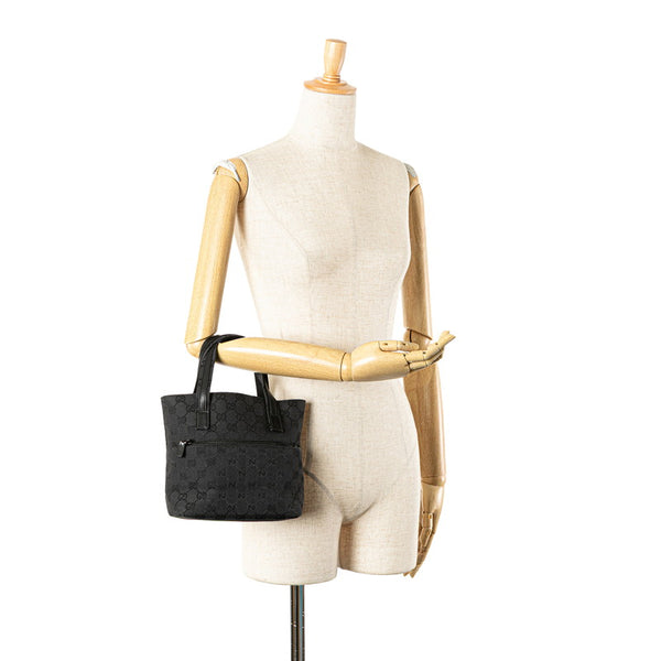 グッチ GGキャンバス ハンドバッグ 002 1079 ブラック キャンバス レザー レディース GUCCI 【中古】