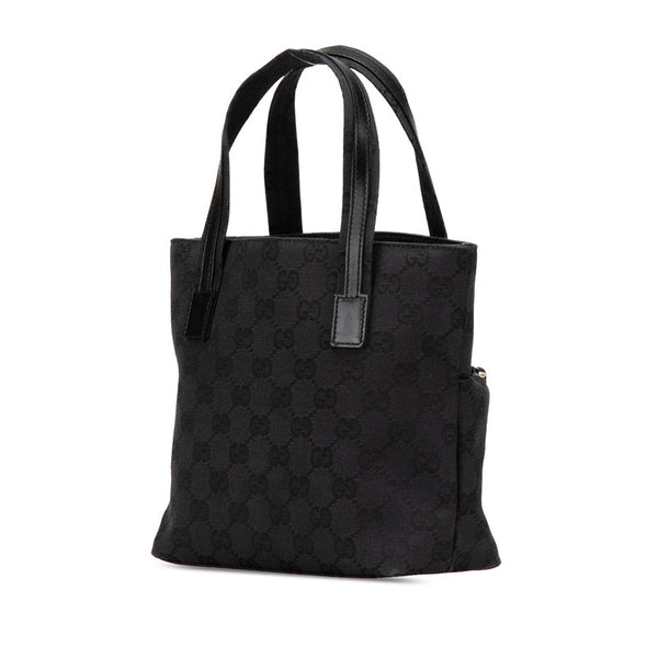 グッチ GGキャンバス ハンドバッグ 002 1079 ブラック キャンバス レザー レディース GUCCI 【中古】