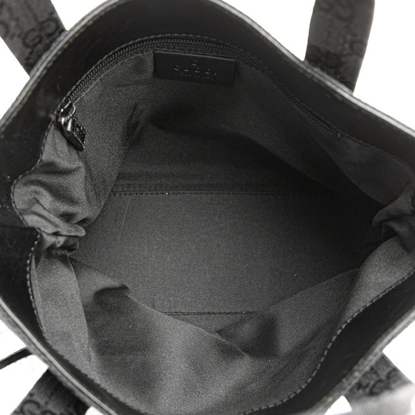 グッチ GGキャンバス ハンドバッグ 002 1079 ブラック キャンバス レザー レディース GUCCI 【中古】