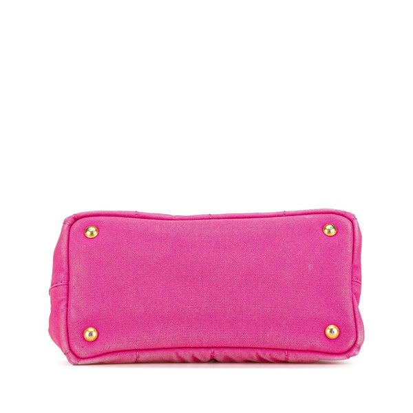 プラダ カナパ ミニ ハンドバッグ ピンク キャンバス レディース PRADA 【中古】