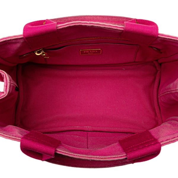 プラダ カナパ ミニ ハンドバッグ ピンク キャンバス レディース PRADA 【中古】