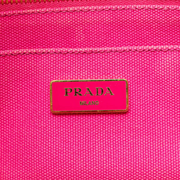 プラダ カナパ ミニ ハンドバッグ ピンク キャンバス レディース PRADA 【中古】
