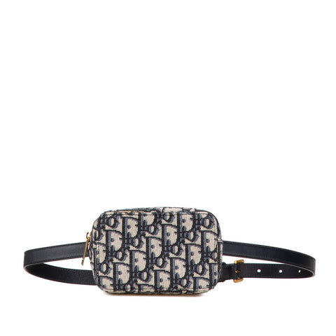 ディオール オブリーク ウエストバッグ ネイビー ベージュ キャンバス レザー レディース Dior 【中古】