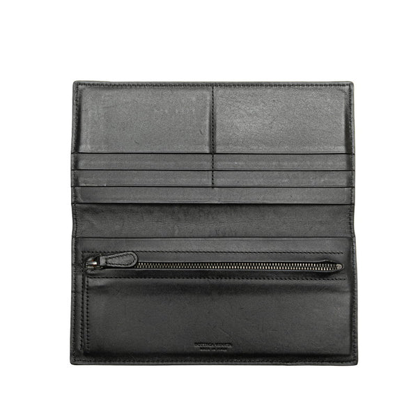 ボッテガヴェネタ イントレチャート 長財布 ブラック レザー レディース BOTTEGAVENETA 【中古】