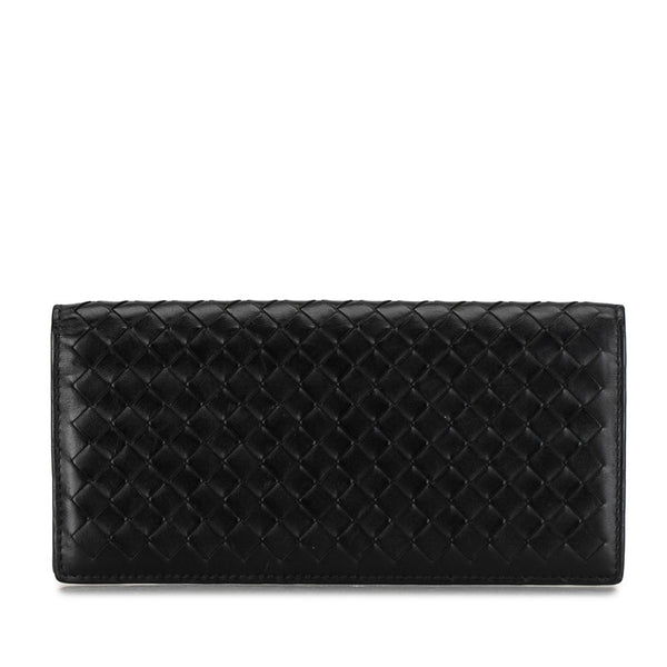 ボッテガヴェネタ イントレチャート 長財布 ブラック レザー レディース BOTTEGAVENETA 【中古】